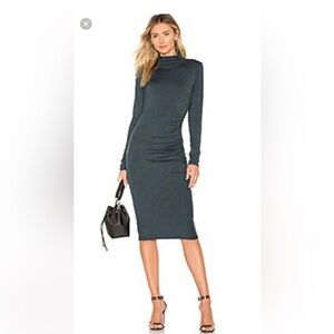 MICHAEL STARS VELMA TURTLENECK MIDI DRESS Small Heather Green